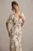 Stila | Lemon Floral Print Plunge-Neck Maxi Dress With High Front Split sold by Club L London