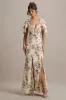 Stila | Lemon Floral Print Plunge-Neck Maxi Dress With High Front Split sold by Club L London
