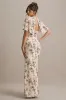 Stila | Lemon Floral Print Plunge-Neck Maxi Dress With High Front Split sold by Club L London