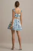 Locklea | Blue Porcelain Print Notched Crop Top sold by Club L London