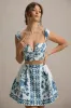 Locklea | Blue Porcelain Print Notched Crop Top sold by Club L London
