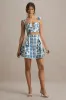 Locklea | Blue Porcelain Print Notched Crop Top sold by Club L London