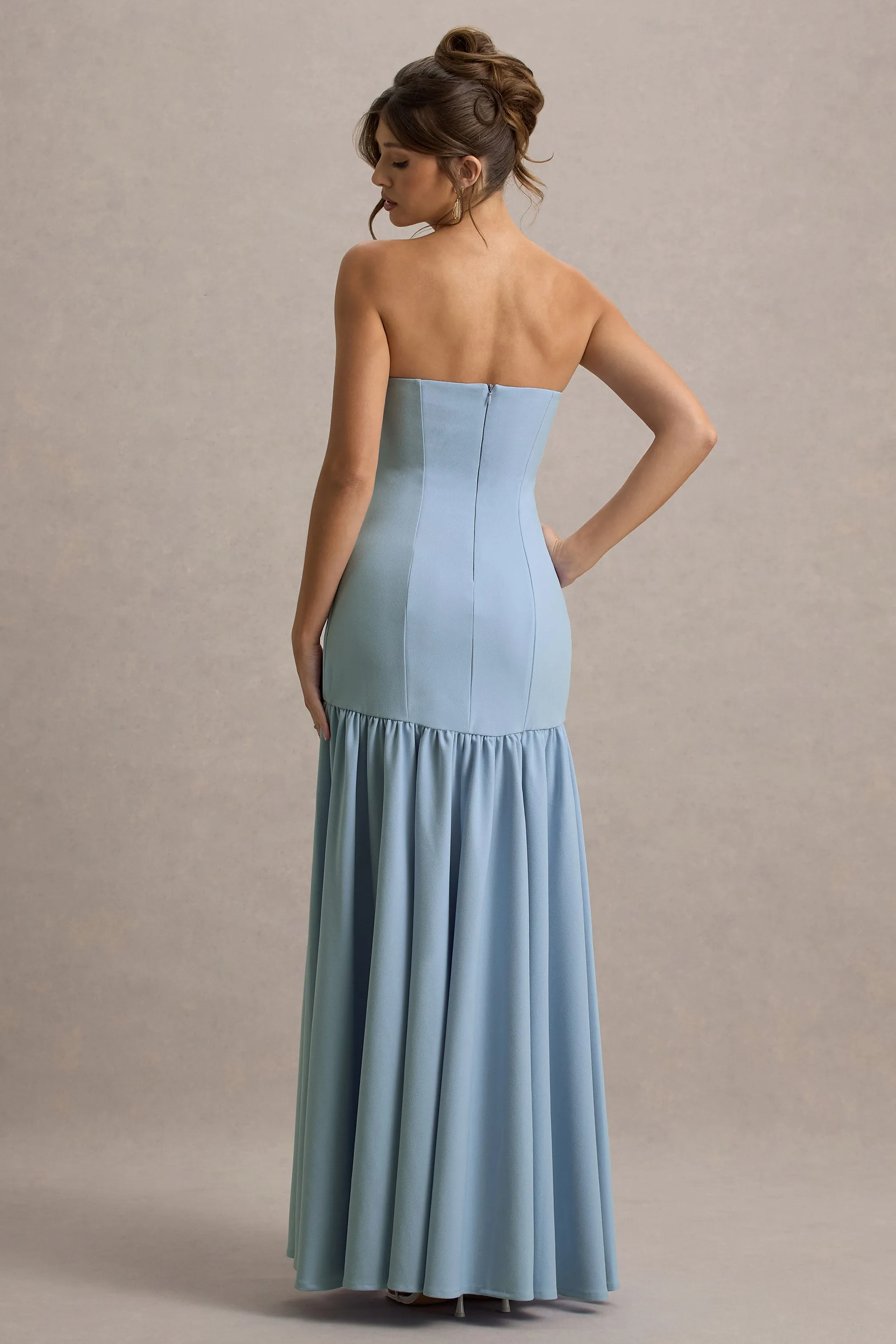 Penny | Powder Blue Bandeau Drop-Waist Maxi Dress sold by Club L London product image thumbnail 2