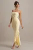 Capria | Lemon Bandeau Wrap Maxi Dress sold by Club L London