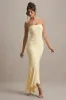 Capria | Lemon Bandeau Wrap Maxi Dress sold by Club L London