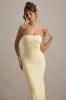 Capria | Lemon Bandeau Wrap Maxi Dress sold by Club L London