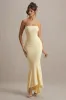 Capria | Lemon Bandeau Wrap Maxi Dress sold by Club L London