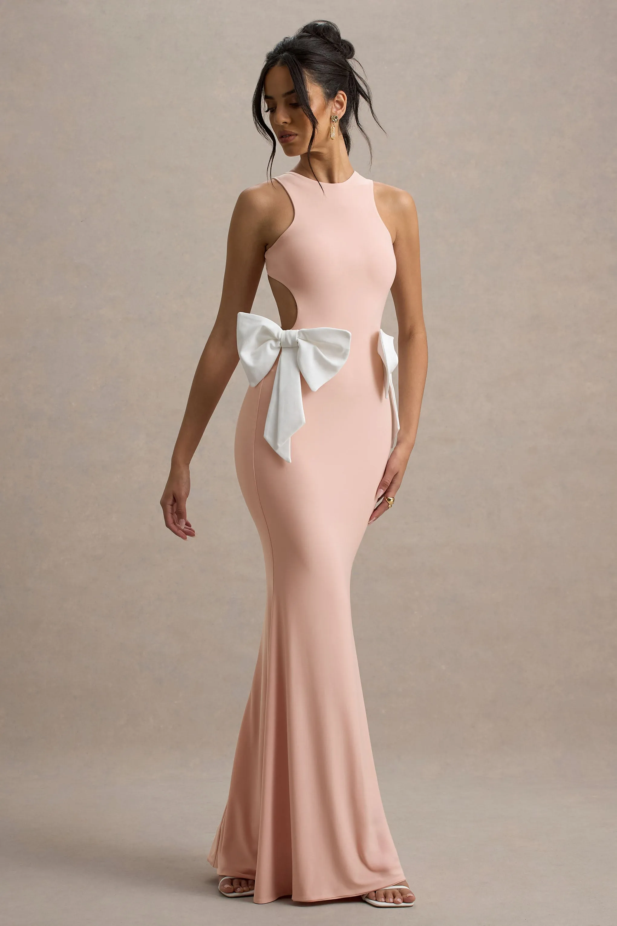 By Your Side | Pink Cut-Out Maxi Dress With Bows sold by Club L London product image thumbnail 4