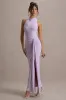 Sunflower | Lilac Ruched High-Neck Split Maxi Dress sold by Club L London