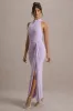 Sunflower | Lilac Ruched High-Neck Split Maxi Dress sold by Club L London