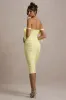 Citrus | Lemon Bardot Bodycon Midi Dress With Bow Sleeves sold by Club L London