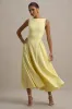Muriel | Lemon Boat-Neck Volume-Hem Midi Dress sold by Club L London