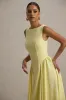 Muriel | Lemon Boat-Neck Volume-Hem Midi Dress sold by Club L London