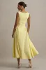 Muriel | Lemon Boat-Neck Volume-Hem Midi Dress sold by Club L London