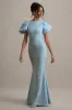 Love Letters | Powder Blue Puff-Sleeve Maxi Dress sold by Club L London