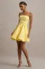 Bruna | Lemon Bandeau Skater Mini Dress sold by Club L London