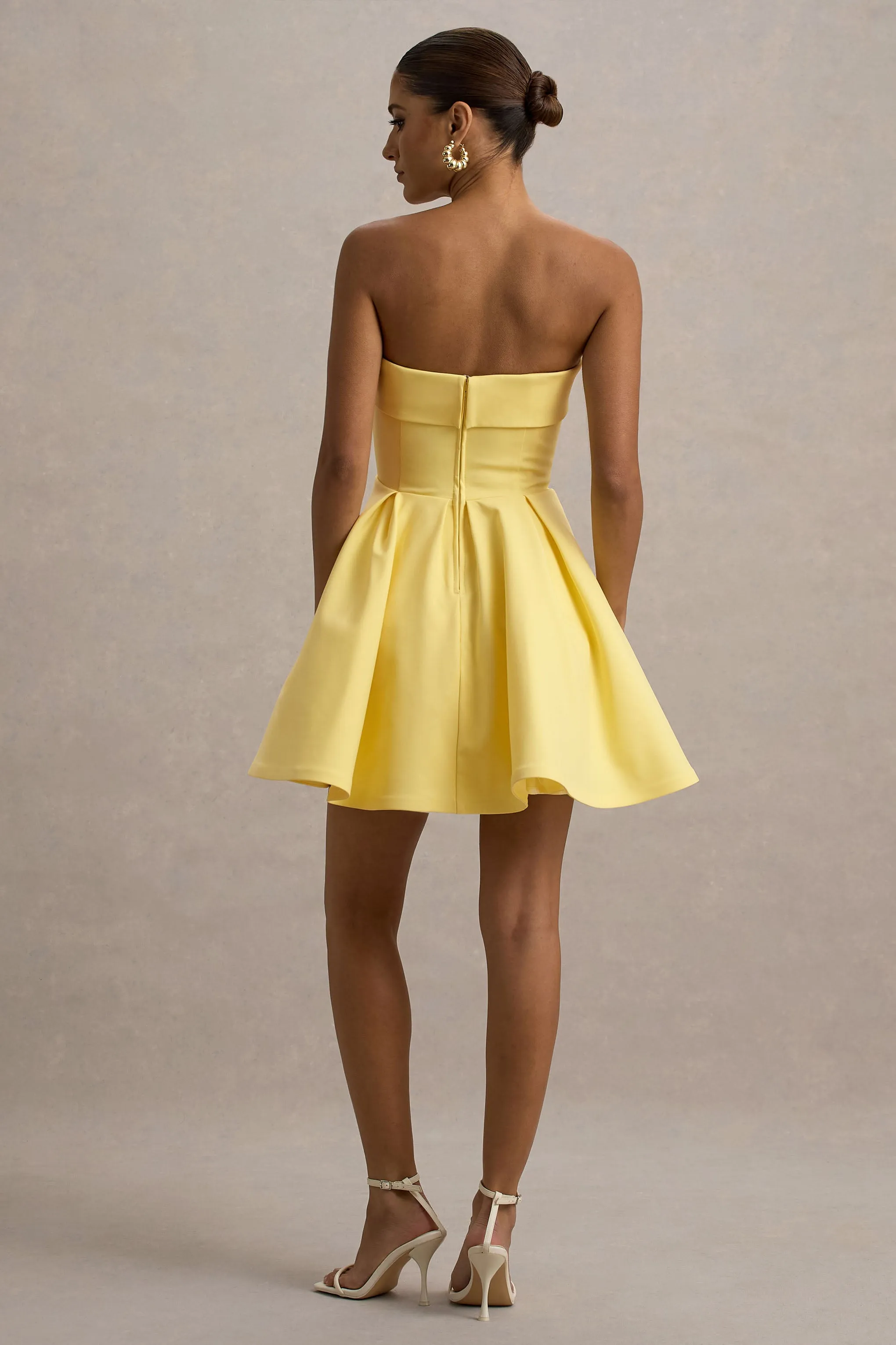 Bruna | Lemon Bandeau Skater Mini Dress sold by Club L London product image thumbnail 2
