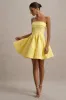 Bruna | Lemon Bandeau Skater Mini Dress sold by Club L London