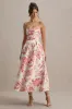 Annalise | Pink Floral Print Bandeau Skater Midi Dress sold by Club L London