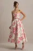 Annalise | Pink Floral Print Bandeau Skater Midi Dress sold by Club L London