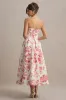 Annalise | Pink Floral Print Bandeau Skater Midi Dress sold by Club L London