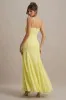 Massie | Lemon Chiffon Strappy Maxi Dress With Volume Hem sold by Club L London