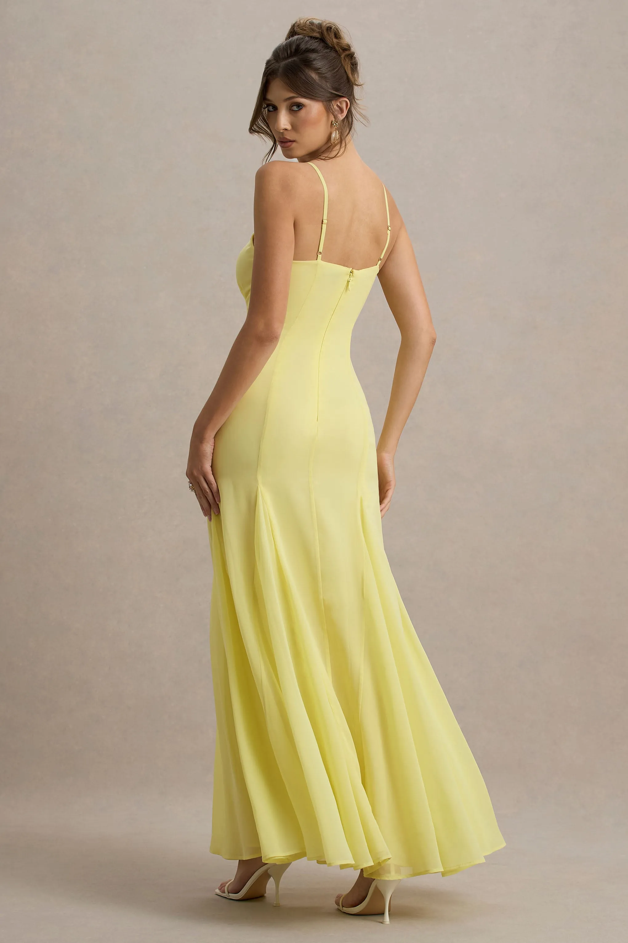 Massie | Lemon Chiffon Strappy Maxi Dress With Volume Hem sold by Club L London product image thumbnail 2