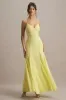 Massie | Lemon Chiffon Strappy Maxi Dress With Volume Hem sold by Club L London