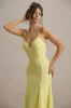 Massie | Lemon Chiffon Strappy Maxi Dress With Volume Hem sold by Club L London
