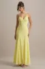 Massie | Lemon Chiffon Strappy Maxi Dress With Volume Hem sold by Club L London