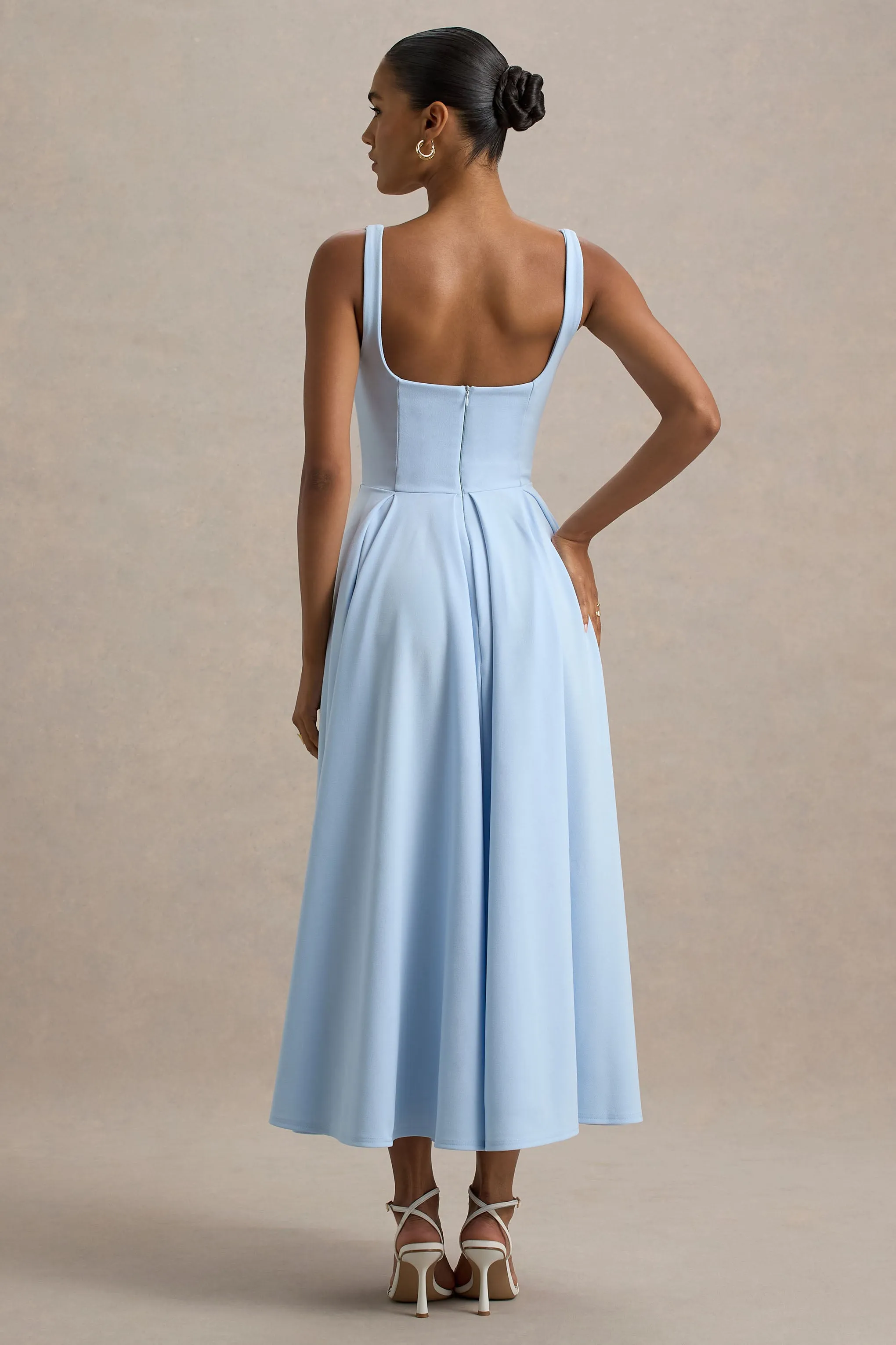 Parina | Powder Blue Strappy Volume-Hem Maxi Dress sold by Club L London product image thumbnail 2