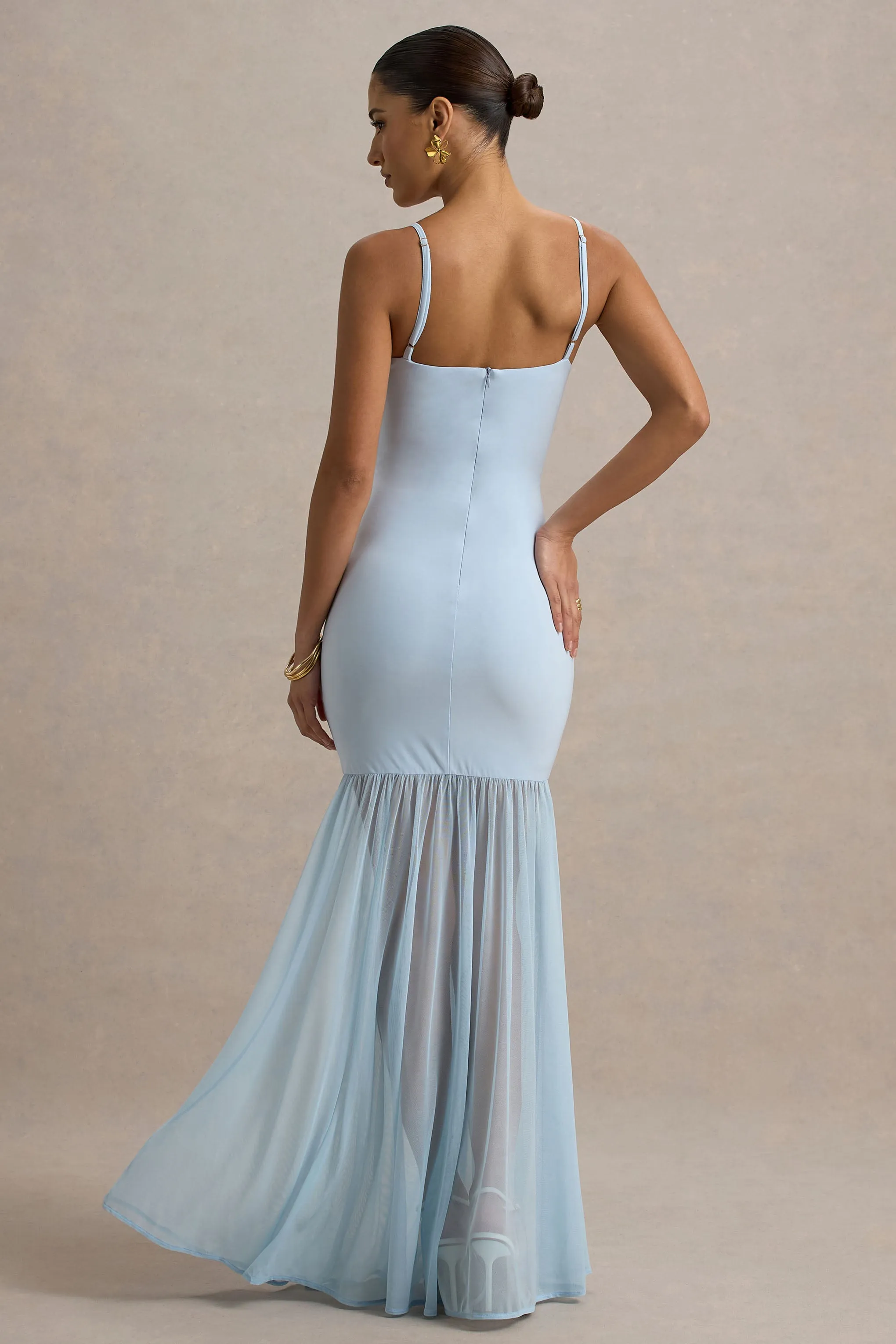 Ernie | Powder Blue Maxi Dress With Chiffon Skirt sold by Club L London product image thumbnail 2