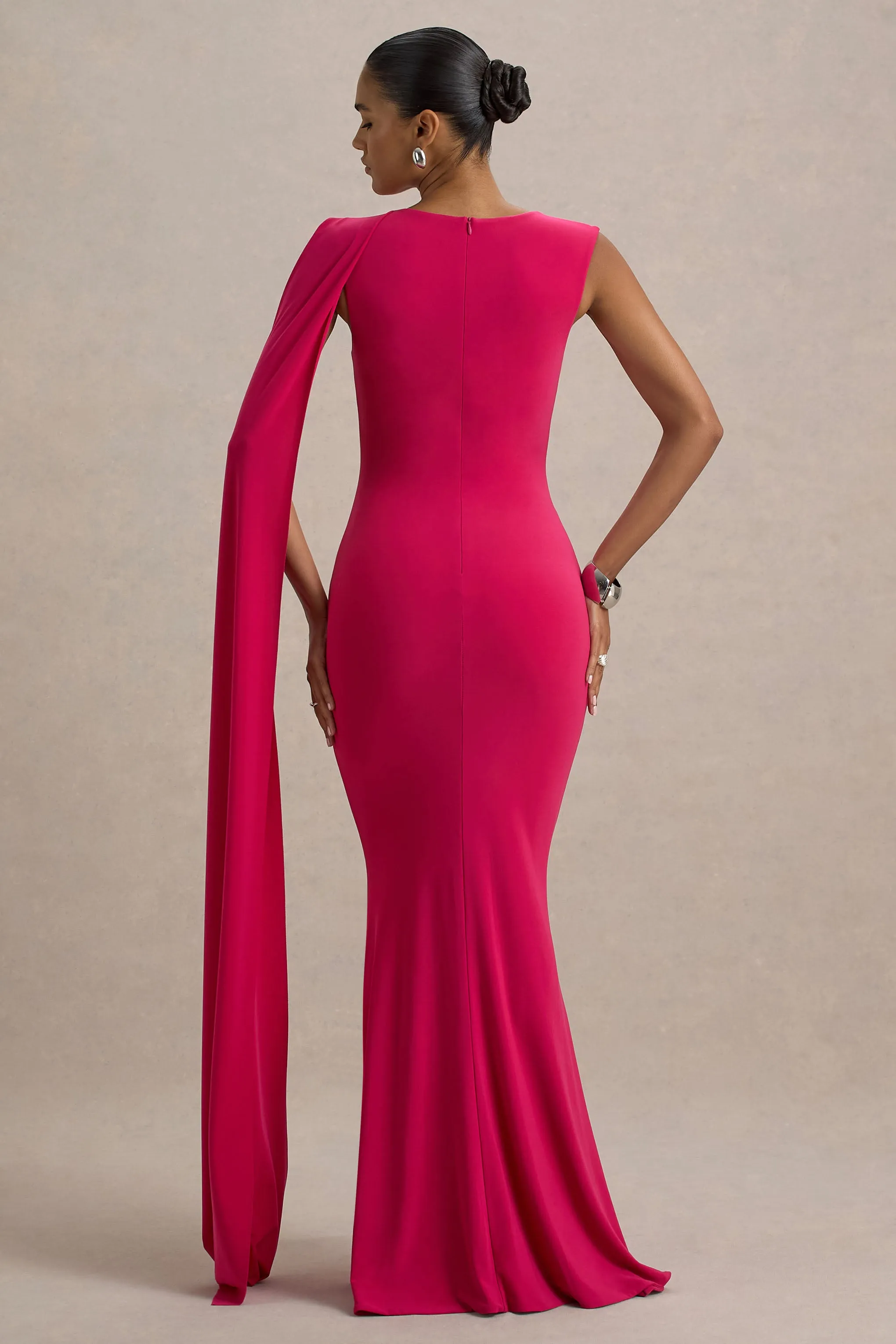 Mia | Hot Pink Maxi Dress With Sash sold by Club L London product image thumbnail 2