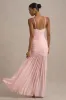 Pasqualina | Pink Ruched Plunge-Neck Maxi Dress sold by Club L London