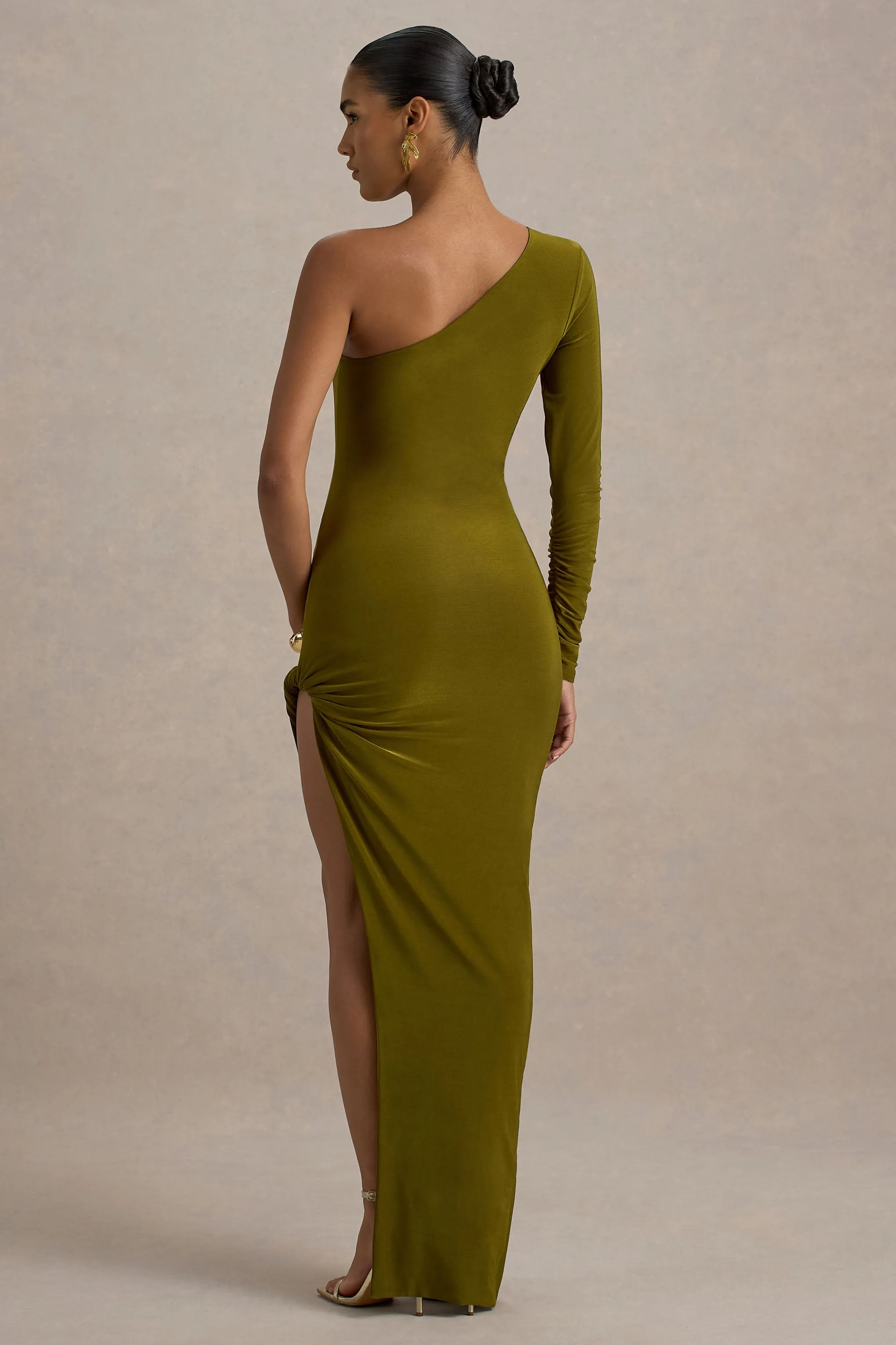 Astra | Green One-Shoulder Asymmetric Maxi Dress sold by Club L London product image thumbnail 2