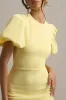 Dakota | Lemon Blue Puff-Sleeve Midi Dress sold by Club L London