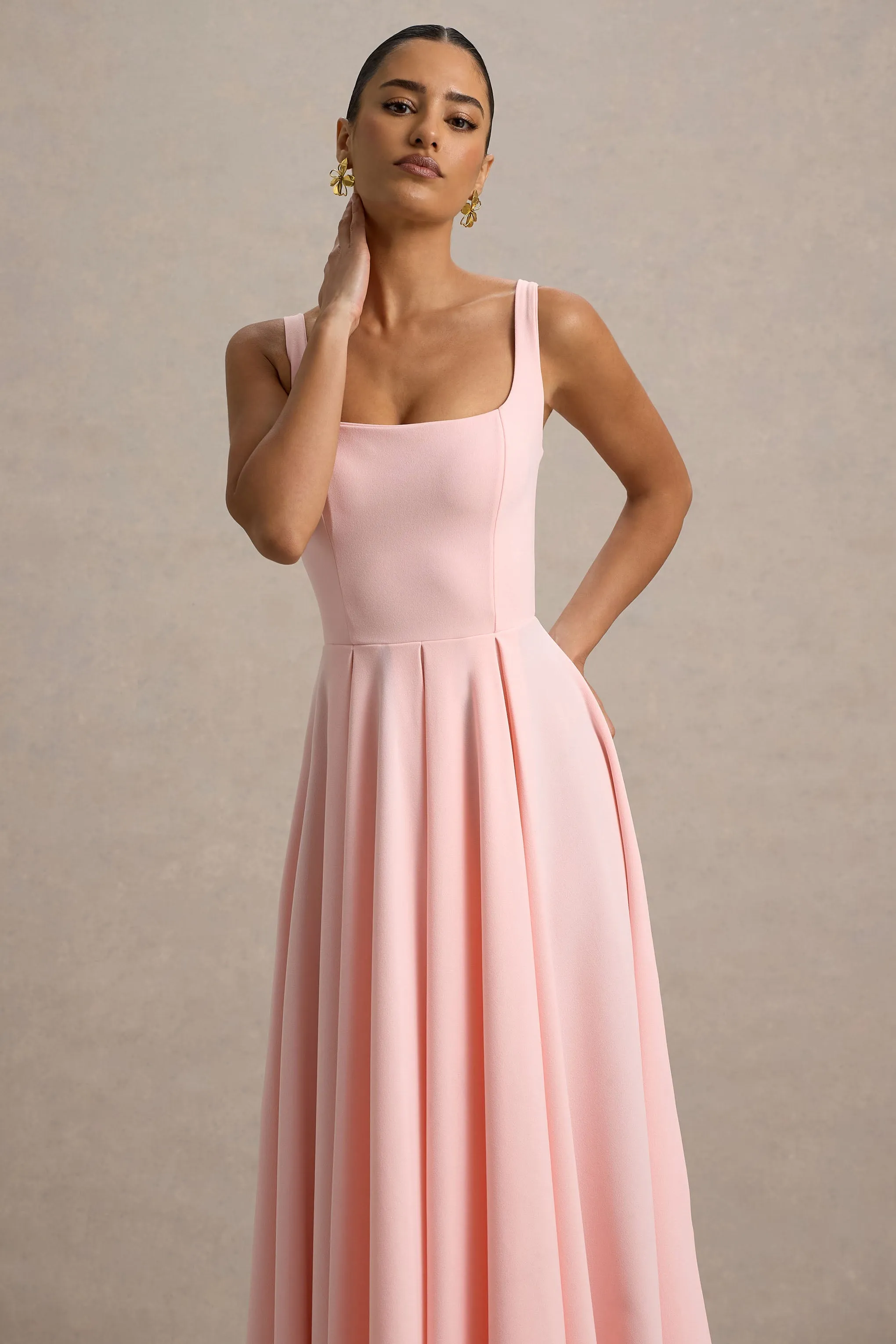 Parina | Pink Strappy Volume-Hem Maxi Dress sold by Club L London product image thumbnail 2
