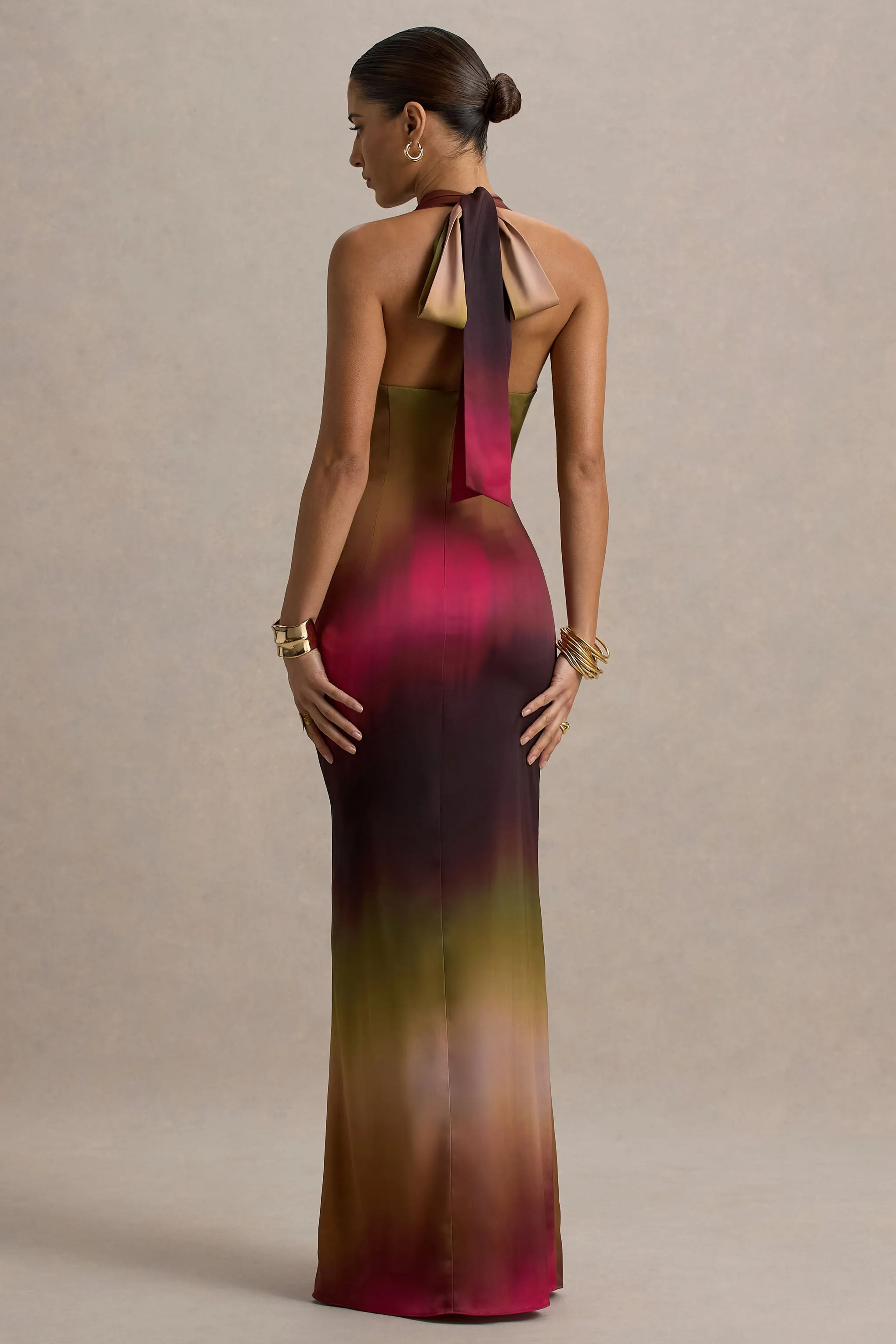 Fiorella | Ombre Print Cowl-Neck Split Maxi Dress sold by Club L London product image thumbnail 2