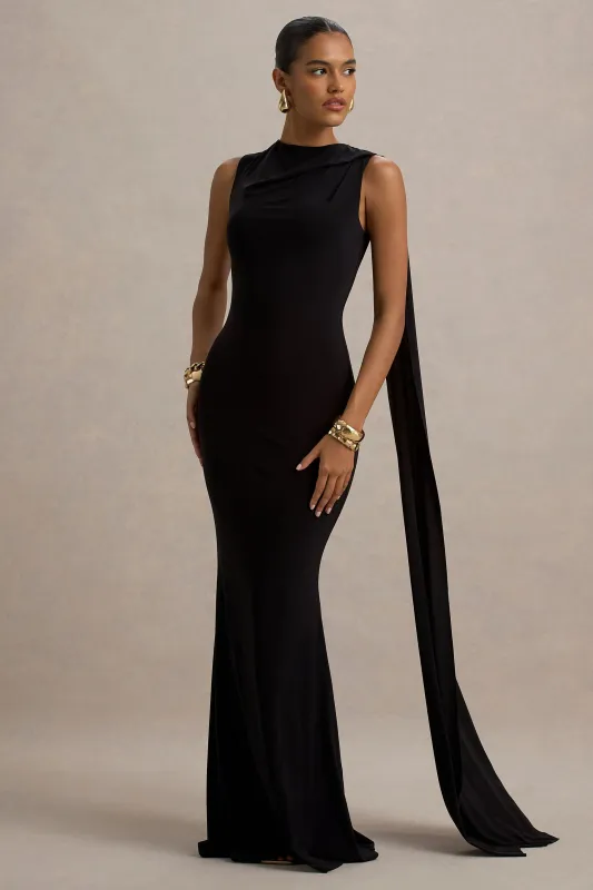 Mia | Black Maxi Dress With Sash sold by Club L London