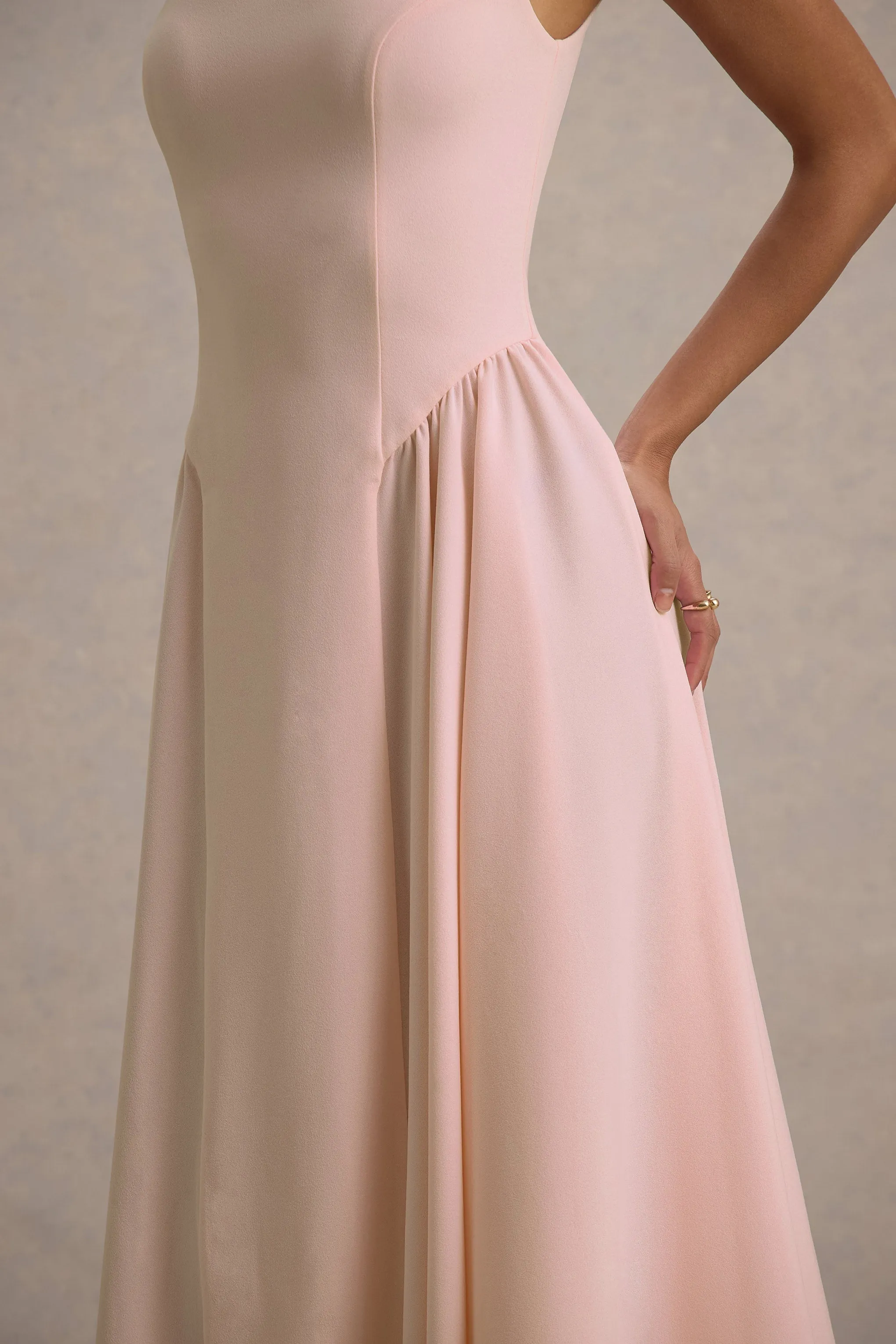 Muriel | Pink Boat-Neck Volume-Hem Midi Dress sold by Club L London product image thumbnail 4