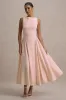 Muriel | Pink Boat-Neck Volume-Hem Midi Dress sold by Club L London
