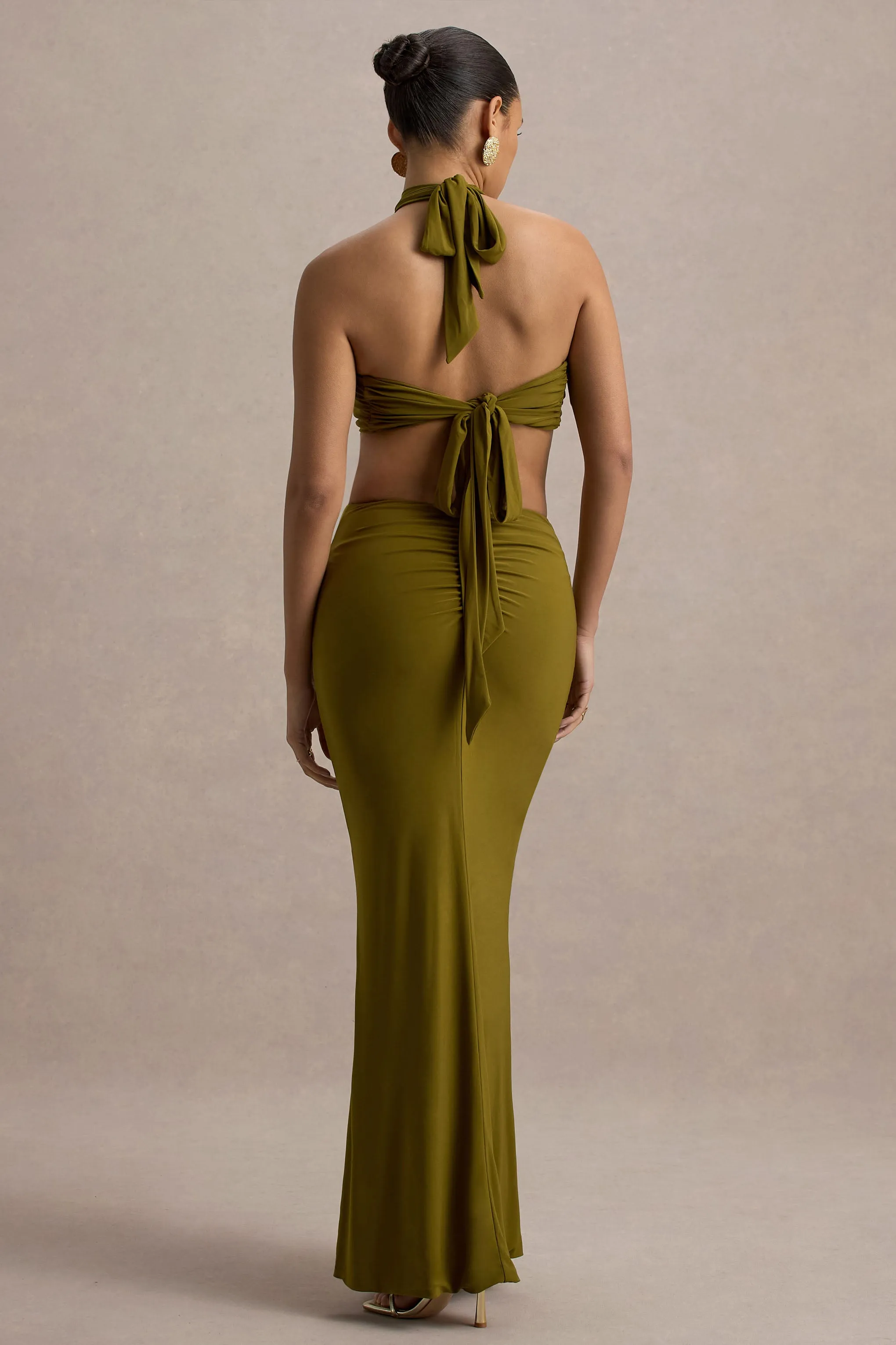 Giuseppa | Green Halter-Neck Cut-Out Maxi Dress sold by Club L London product image thumbnail 2