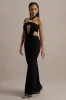 Giuseppa | Black Halter-Neck Cut-Out Maxi Dress sold by Club L London