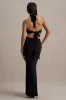 Giuseppa | Black Halter-Neck Cut-Out Maxi Dress sold by Club L London