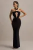Giuseppa | Black Halter-Neck Cut-Out Maxi Dress sold by Club L London