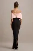 Cornelia | Pink & Black Strapless Maxi Dress With Oversized Bow sold by Club L London