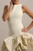 Tamie | Stone Boat-Neck Ruffled Mini Dress sold by Club L London