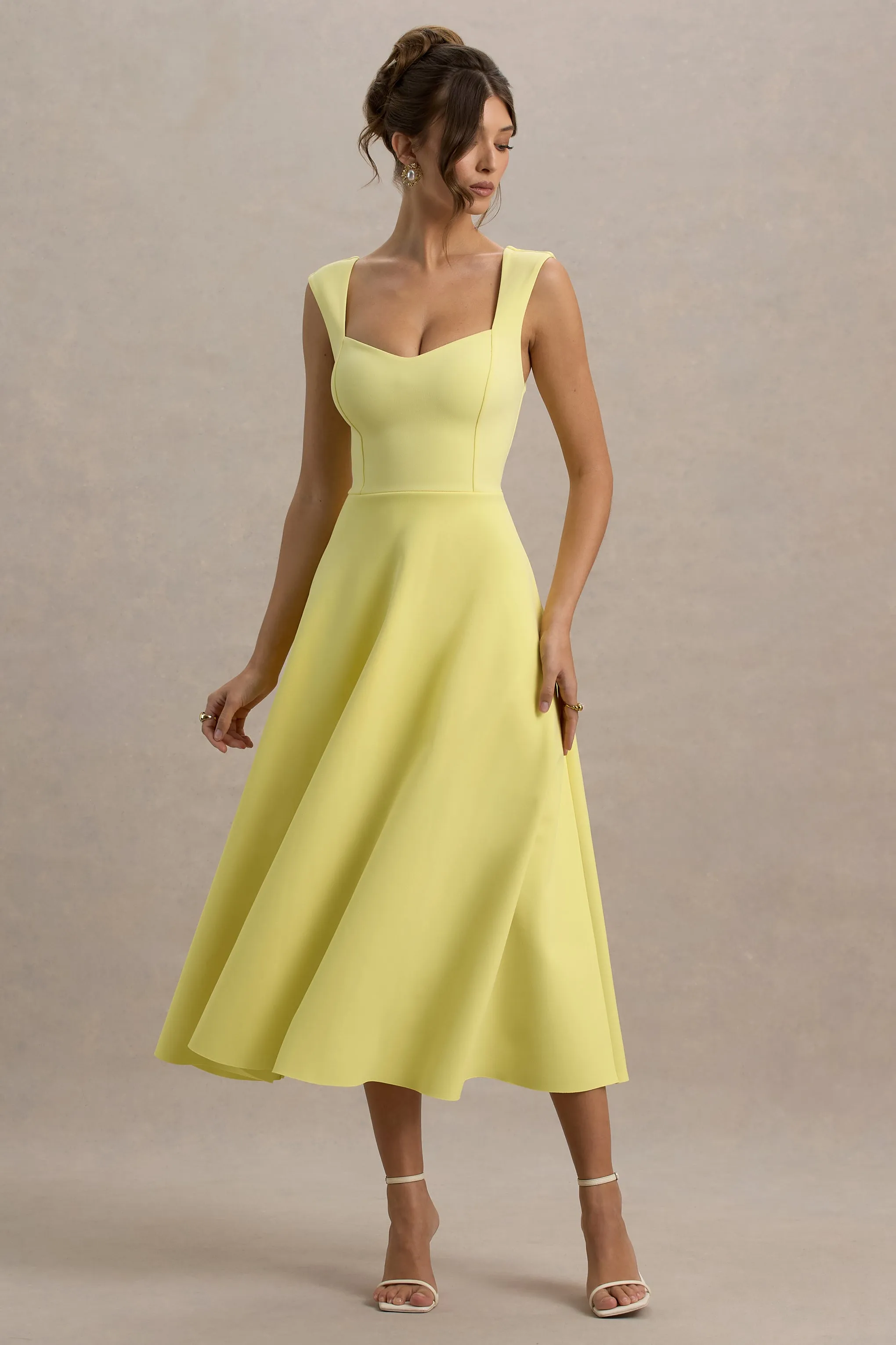 Andromeda | Lemon Sweetheart-Neck Midi Dress sold by Club L London product image thumbnail 4