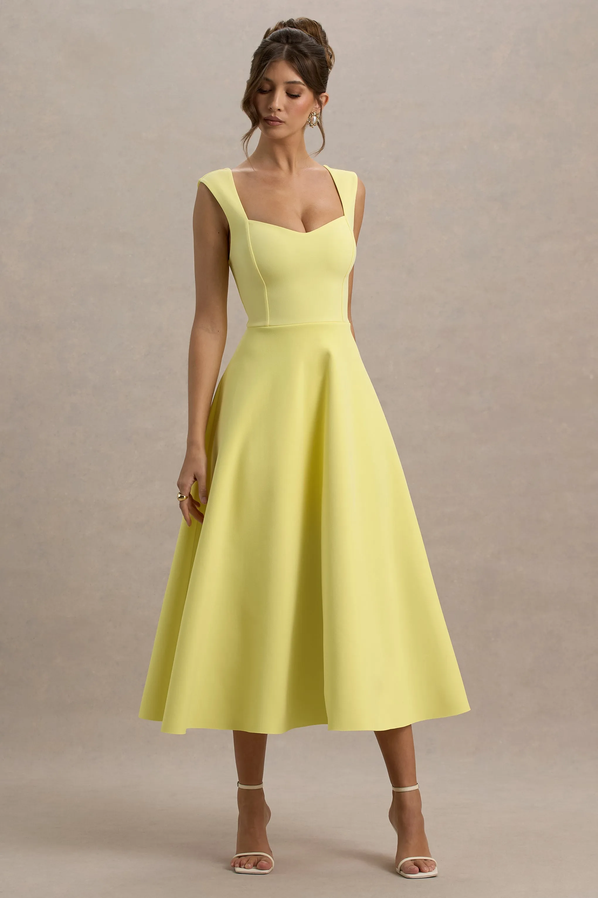 Andromeda | Lemon Sweetheart-Neck Midi Dress sold by Club L London product image thumbnail 5