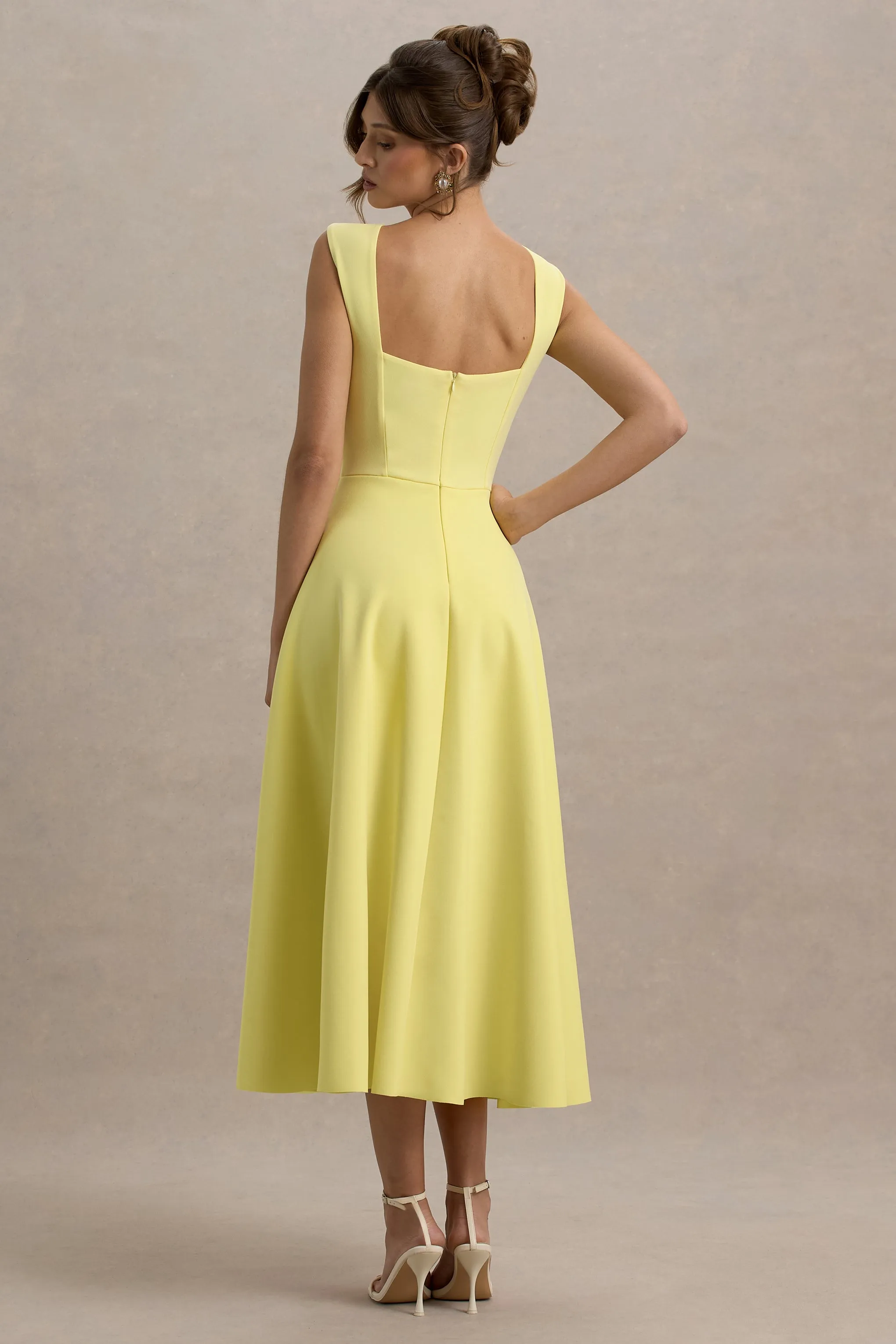 Andromeda | Lemon Sweetheart-Neck Midi Dress sold by Club L London product image thumbnail 2